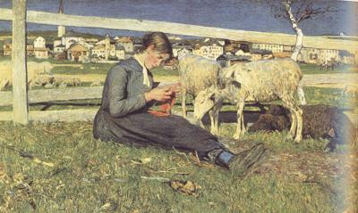 Giovanni Segantini Girl Knitting (nn02)